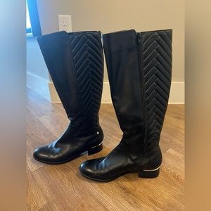 Black Leather Calvin Klein knee high boots